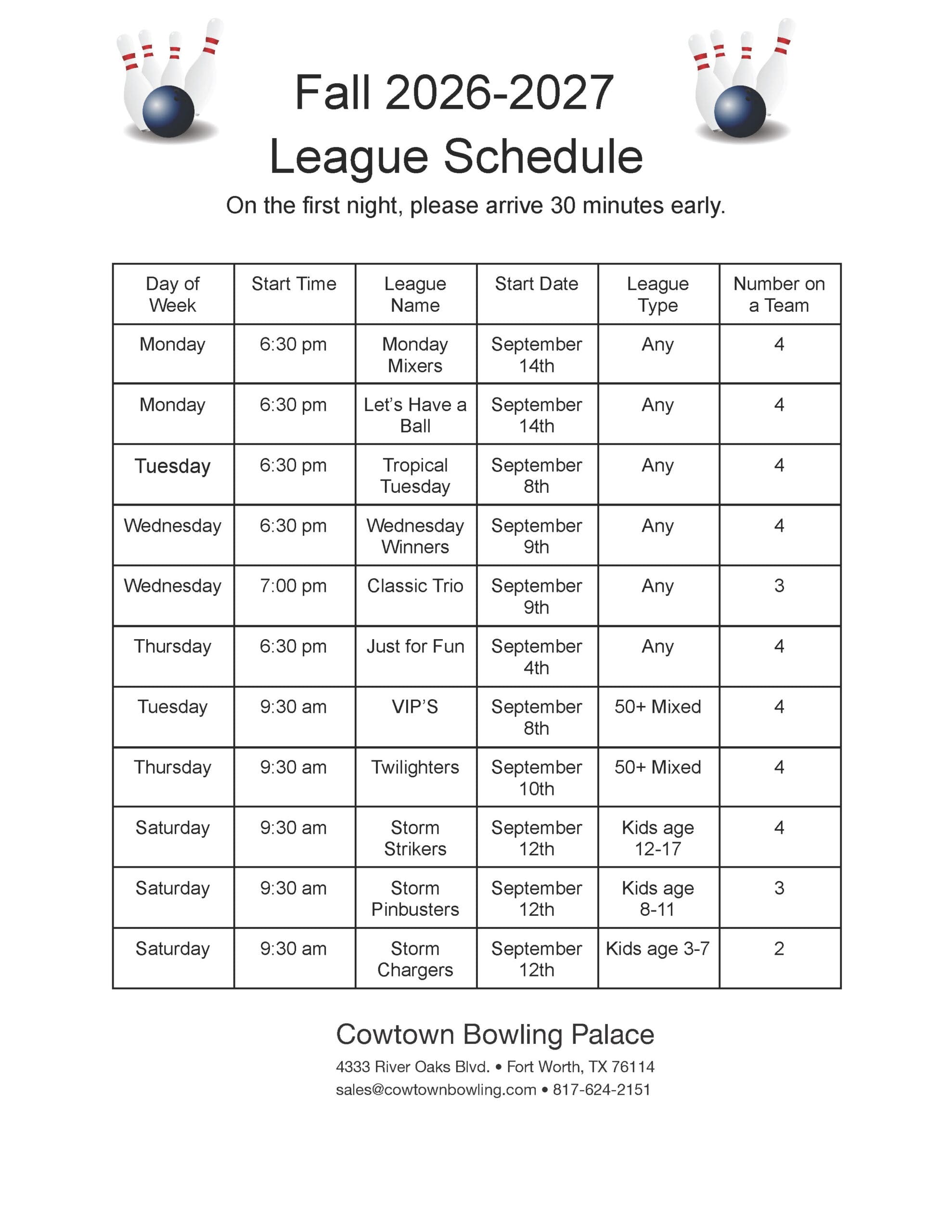 Fall 26-27 League